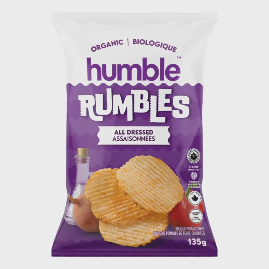 Humble Rumbles Organic Ridged Potato Chips 135g, Flavour: All Dressed