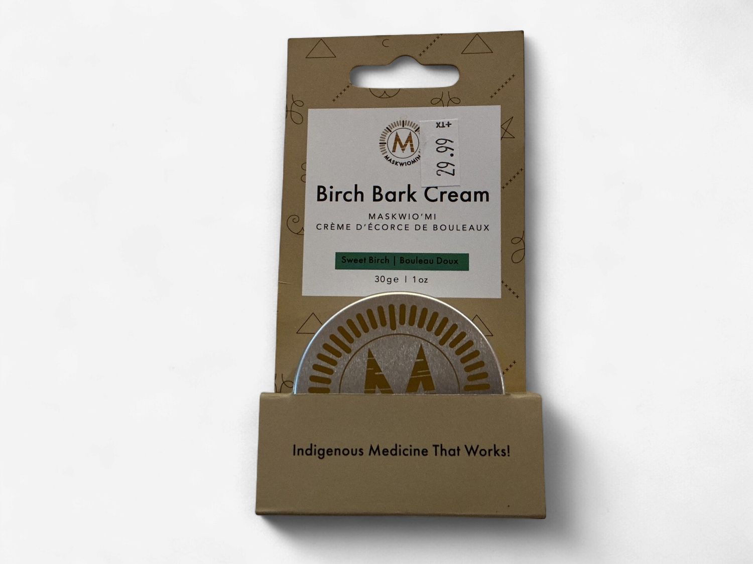 Maskwiomin Birch Bark Cream 1oz, Scent: Sweet Birch
