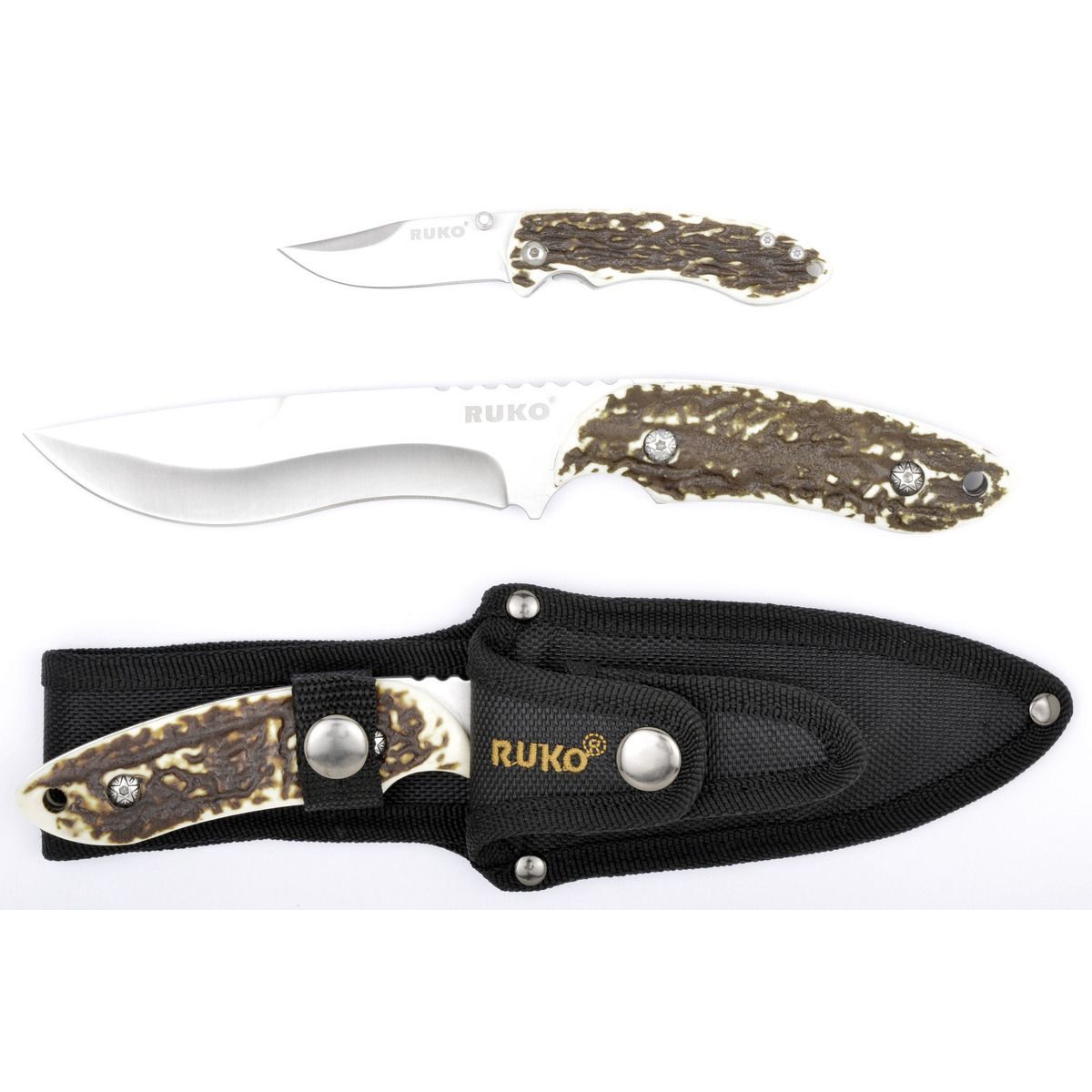 Ruko Fixed Blade Hunting Knife &amp; Folding Set #RUK0157