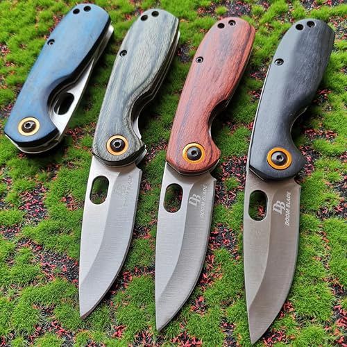 Folding Tactical Knife Small Wood Style Handle