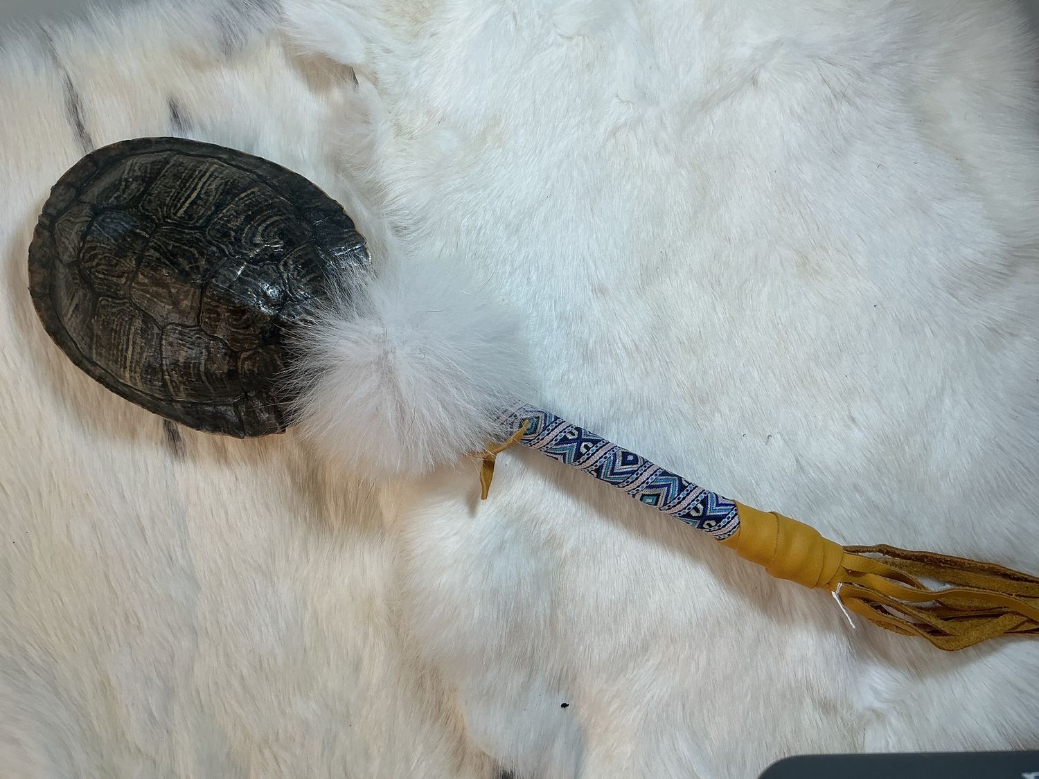 Turtle Shell Rattle with Blue/Pink Handle