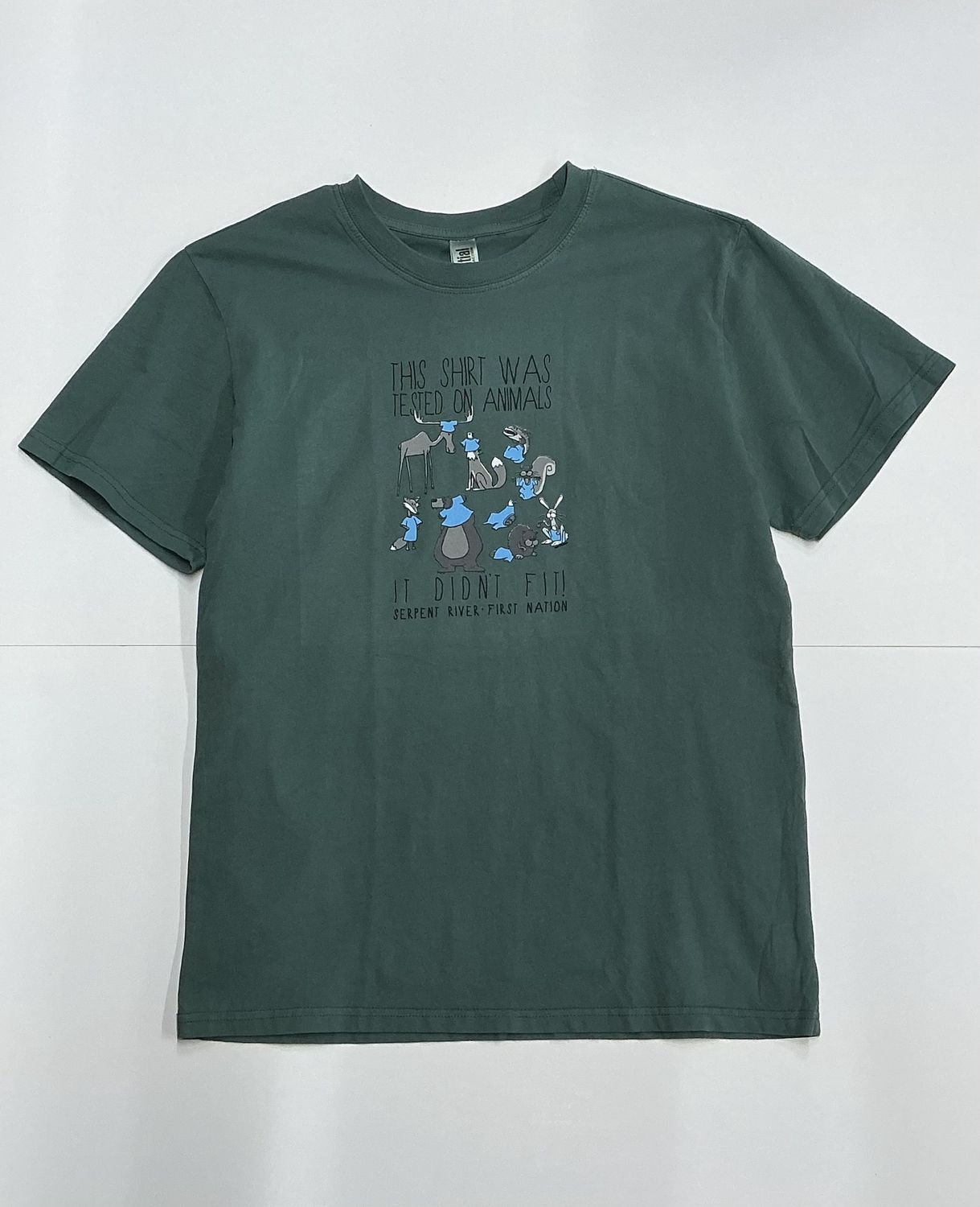 SRFN Animal Testing Graphic Tee, Color: Green, Size: Small