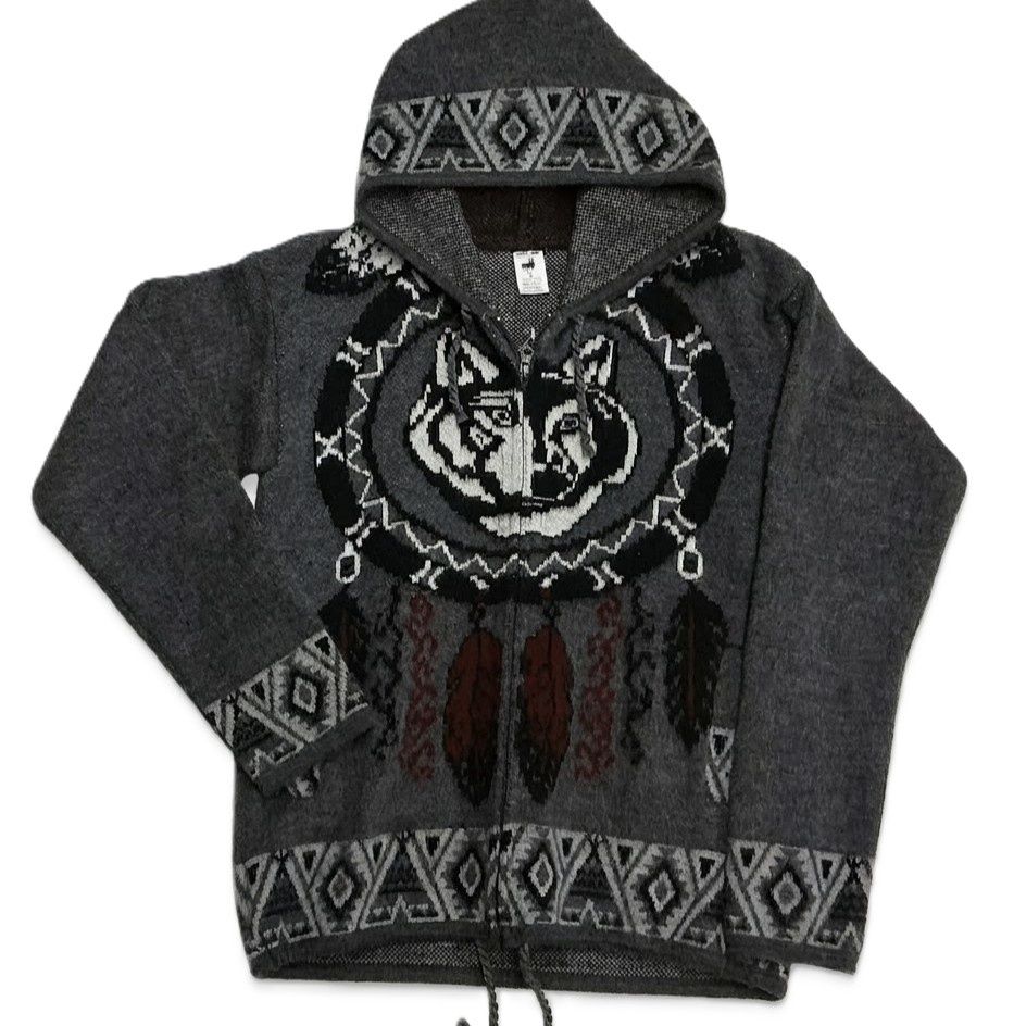 Wolf Alpaca Zipper Sweater