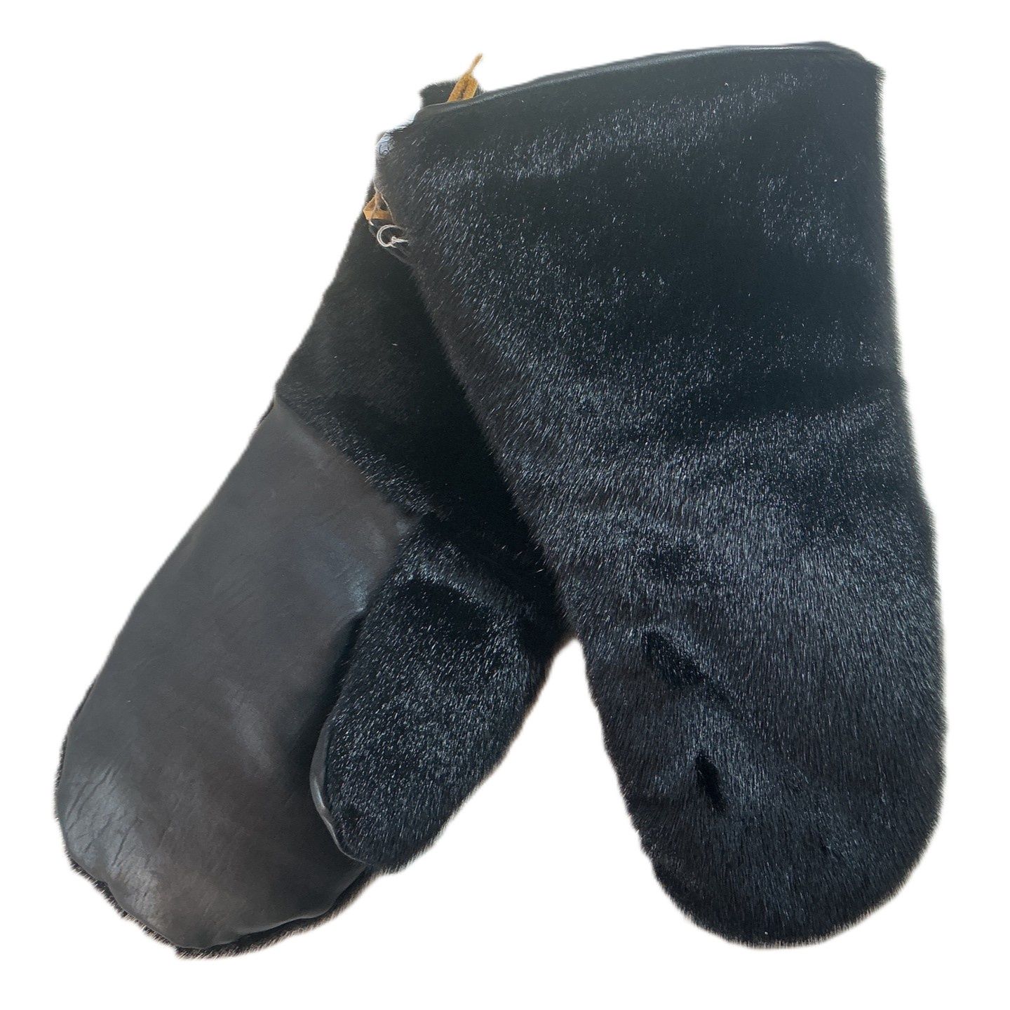 Black Seal Skin + Leather Mitts