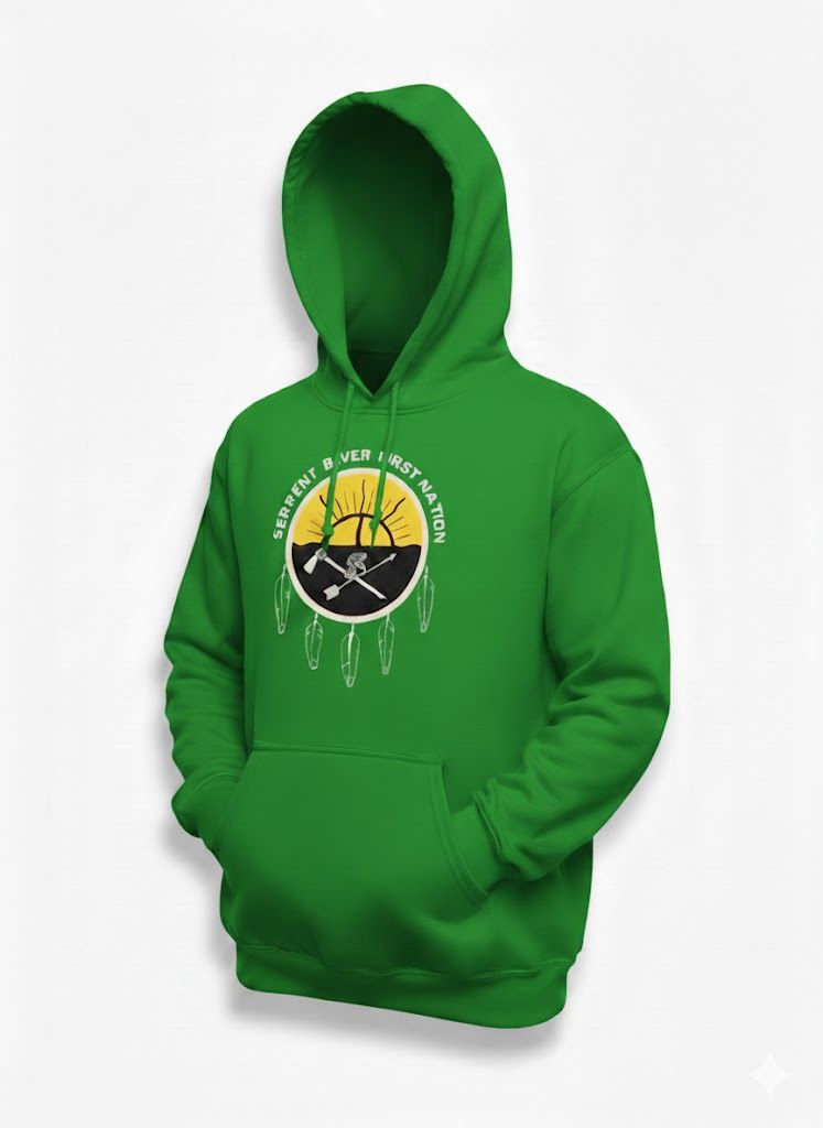 Serpent River First Nation Logo Hoodie, Color: Green, Size: Small