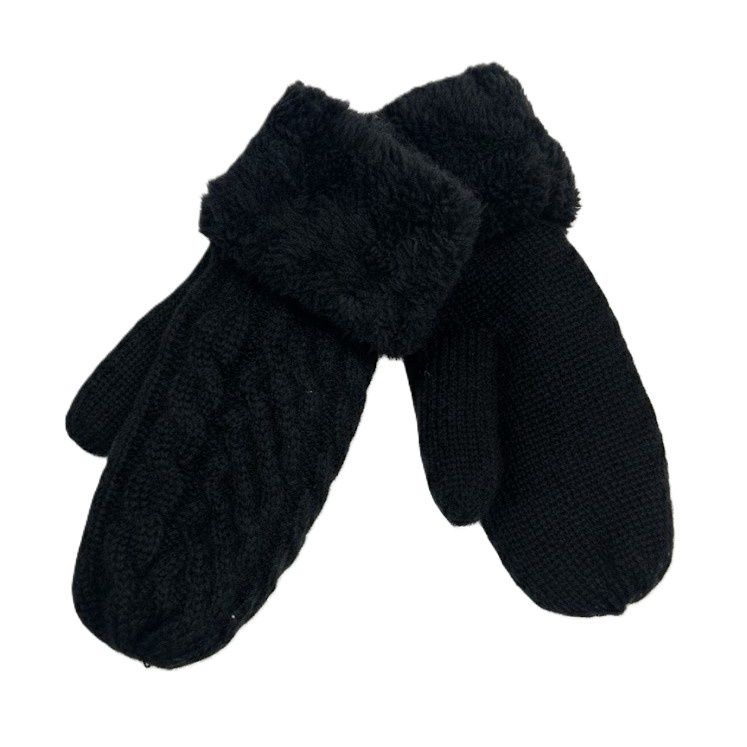 Black Cable Knit Mitt