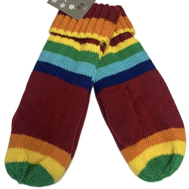 Rainbow Knitted Mitts