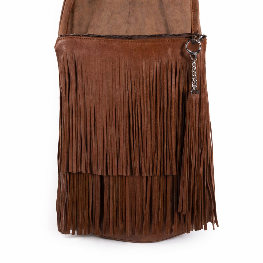 Hides in Hand Double Fringe Buffalo Hide Crossbody Purse