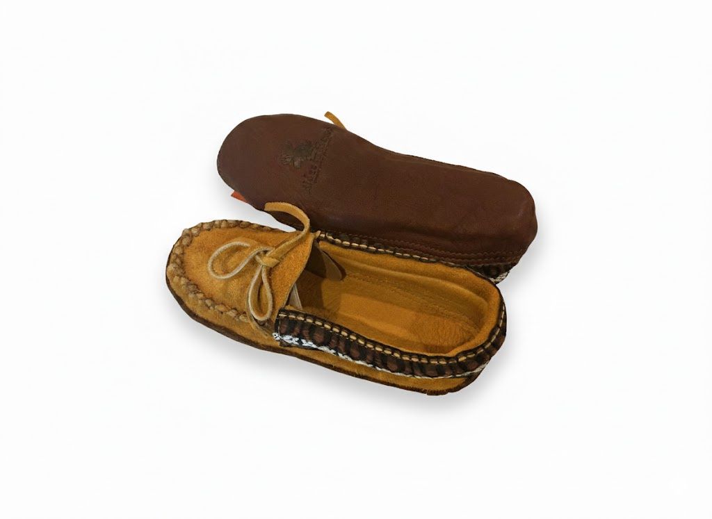Moose Moccasin With Braid Embroidery- Double Sole, Size: 4