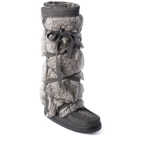 Manitobah Tall Wrap Suede Mukluk, Color: Charcoal, Size: 7