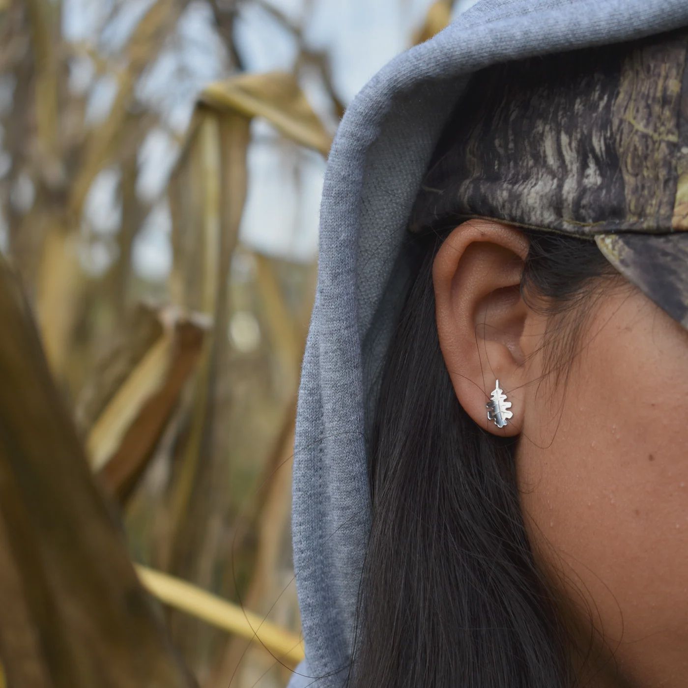 Sapling &amp; Flint 10kt Gold Oak Leaf Studs