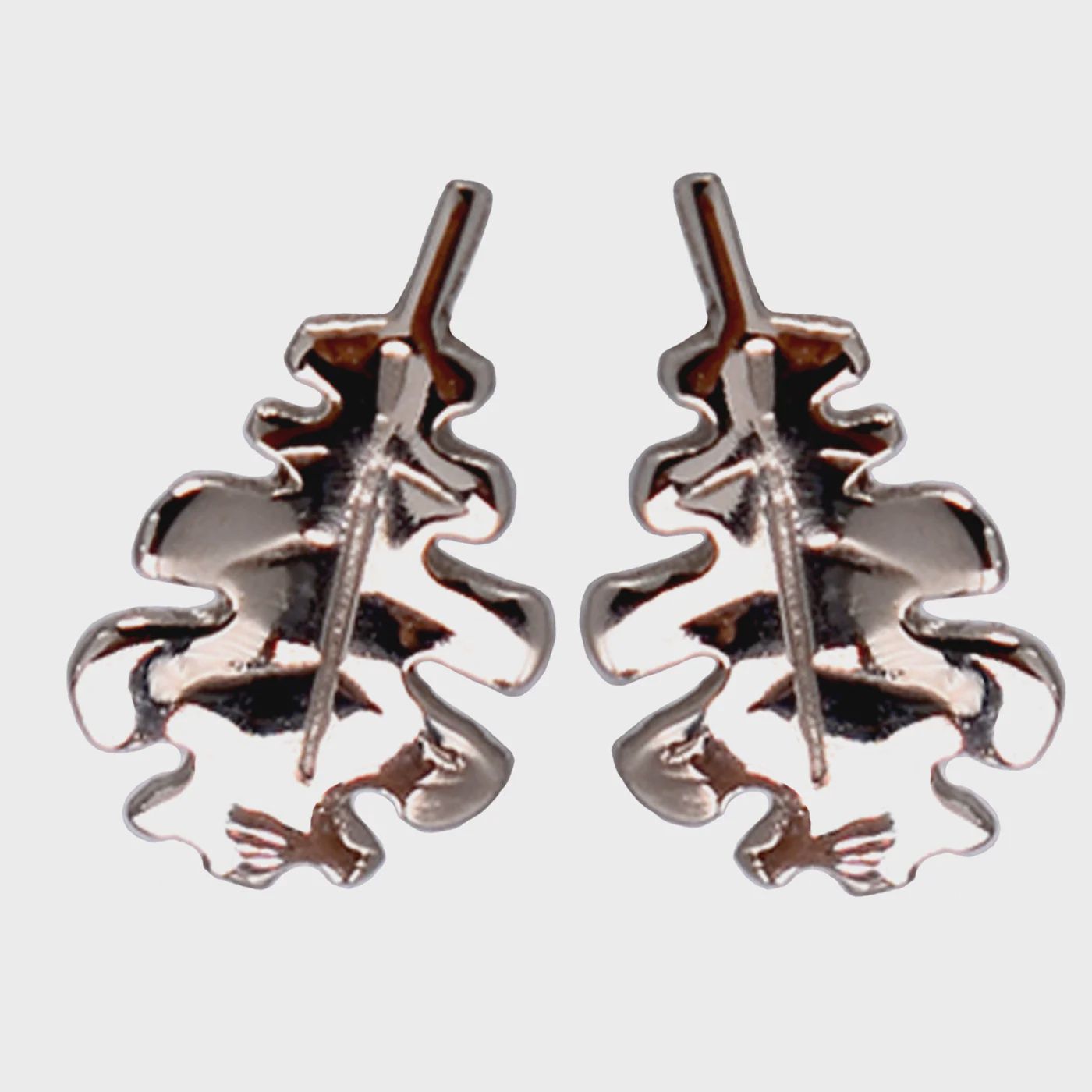 Sapling &amp; Flint 10kt Gold Oak Leaf Studs, Material: 10kt White Gold