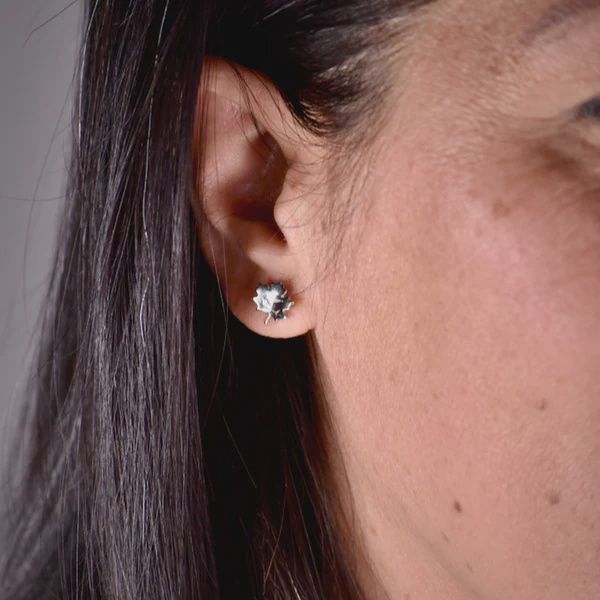 Sapling &amp; Flint 10kt Gold Maple Leaf Studs