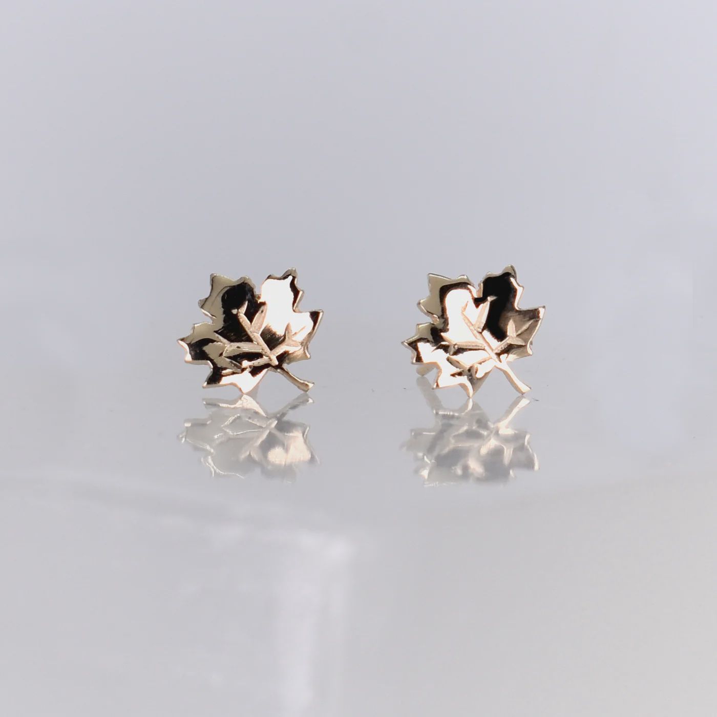 Sapling &amp; Flint 10kt Gold Maple Leaf Studs, Material: 10kt Yellow Gold