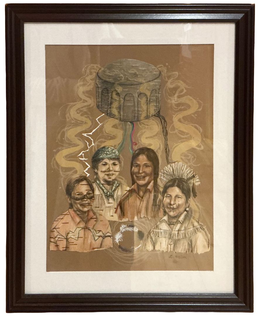 Linda A. Helin Drumbeat of Young Man Framed O/C