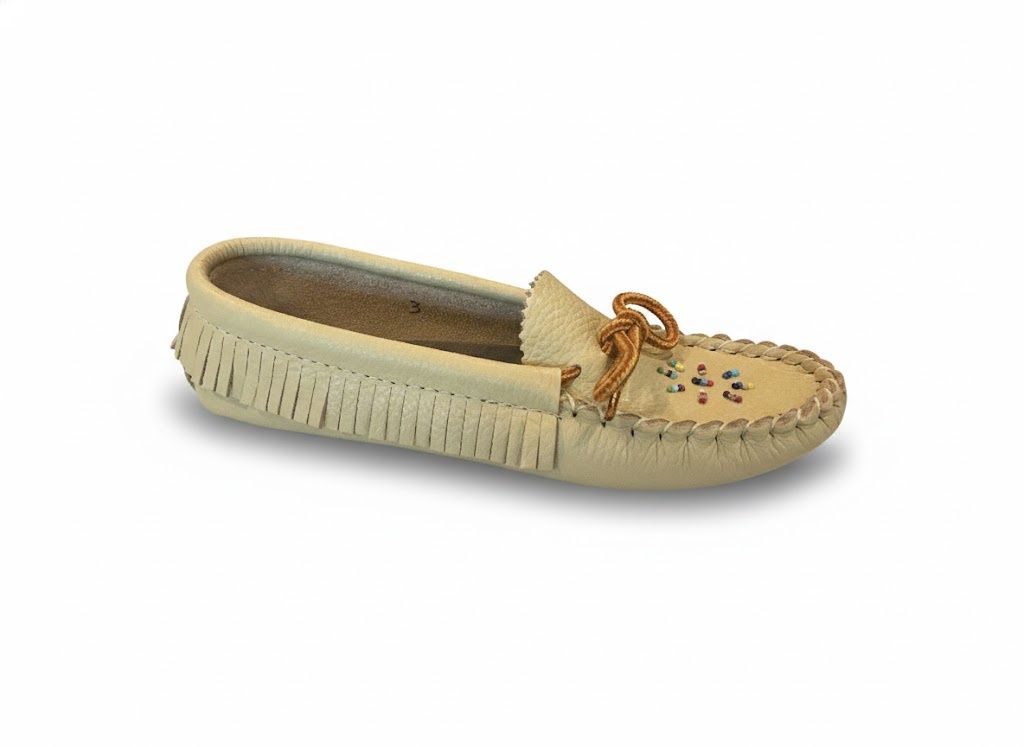 Bastien 124 Beaded Fringe Trim Moccasin- Child, Size: 3