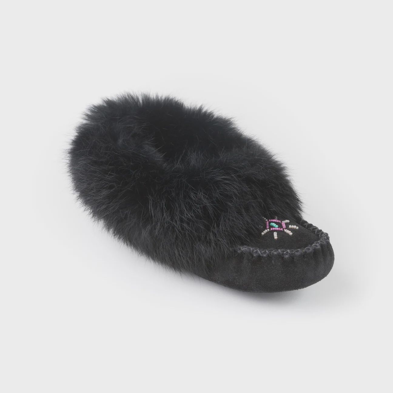 Bastien 842 Beaded Fur Trim Moccasin- Ladies