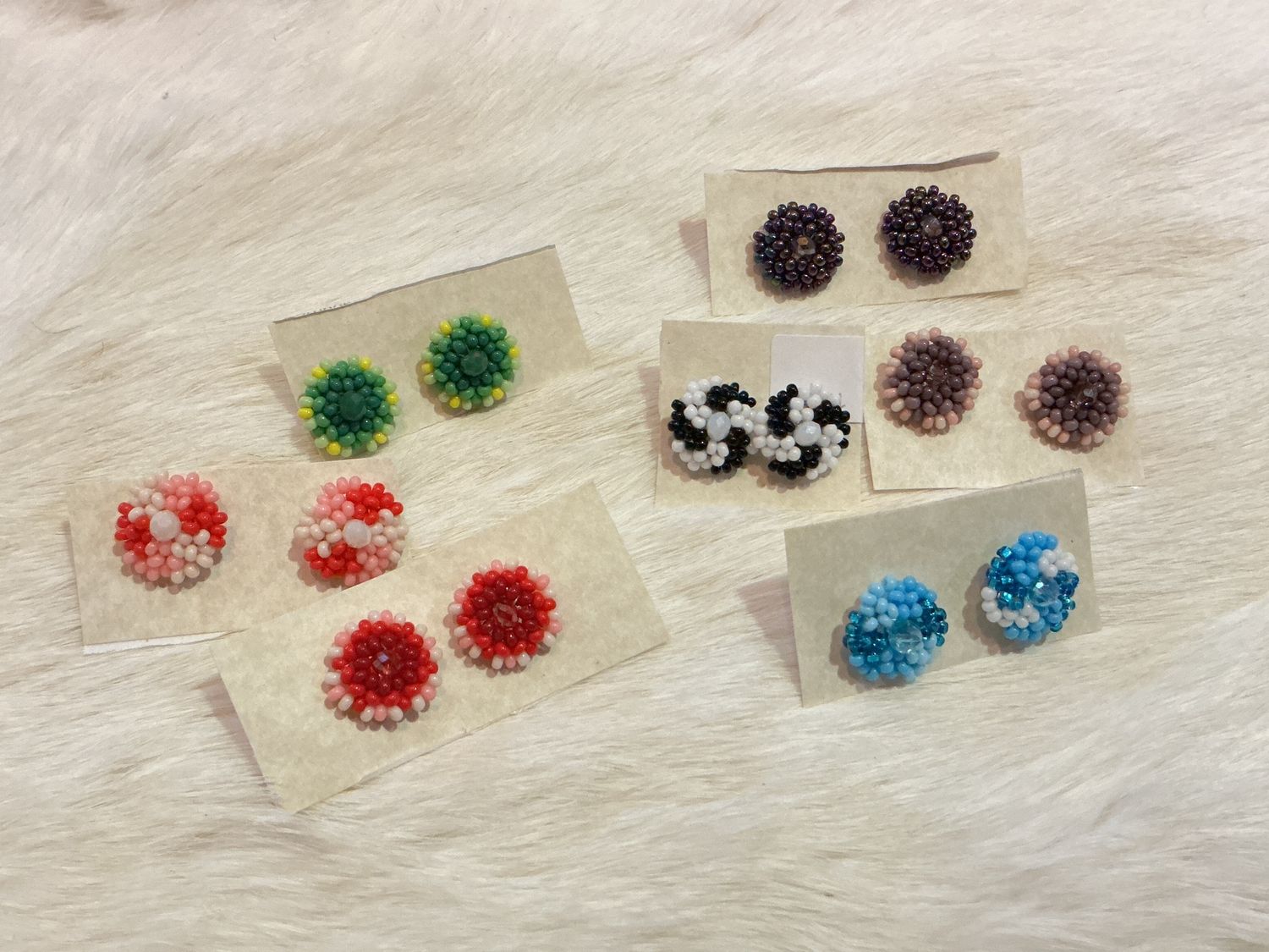 Round Beaded Mini Stud Earrings Assorted