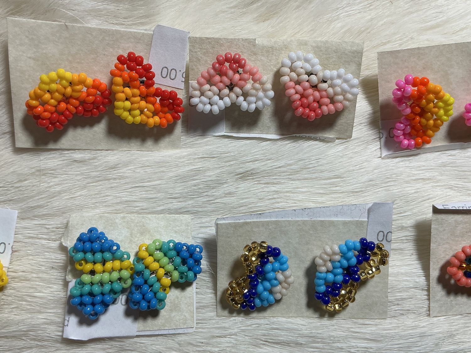 Beaded Heart Mini Stud Earrings Assorted