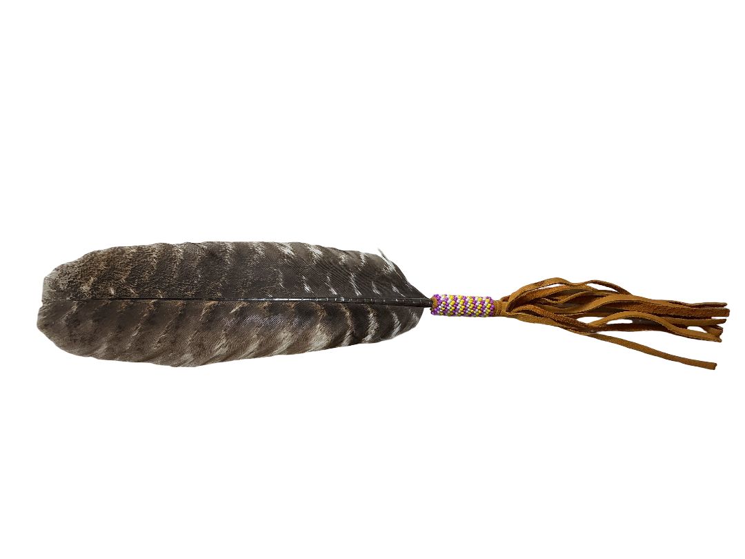 Beaded Large Turkey Feather