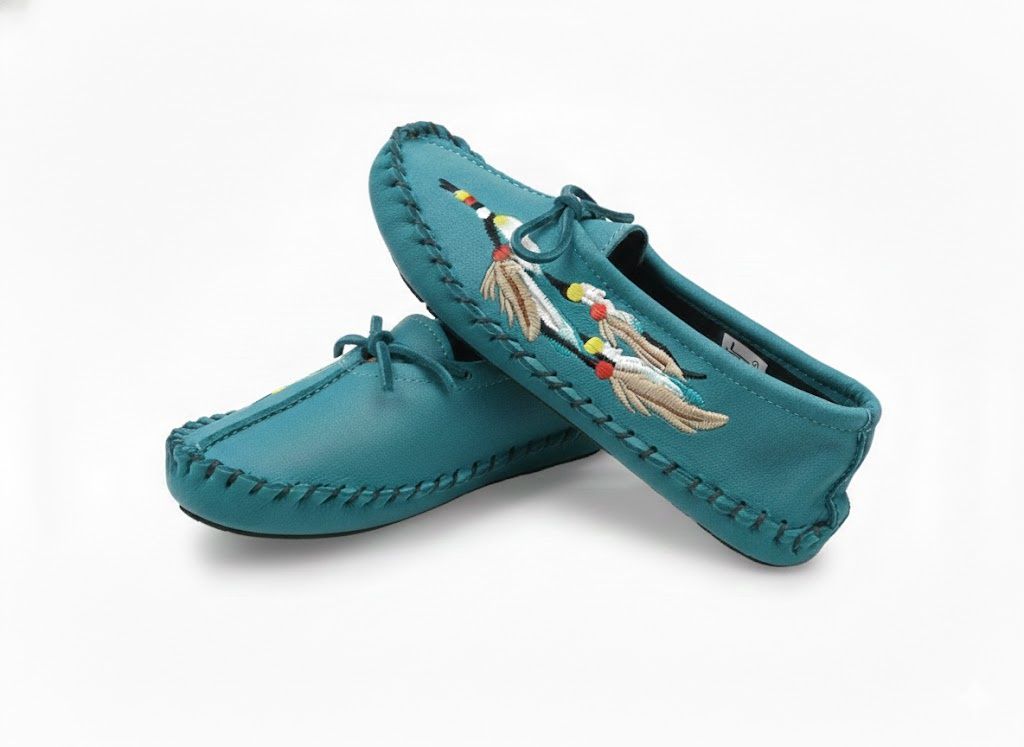 Feather Embroidered Soft Sole Ballet Slipper- Ladies, Color: Turquoise, Size: 6