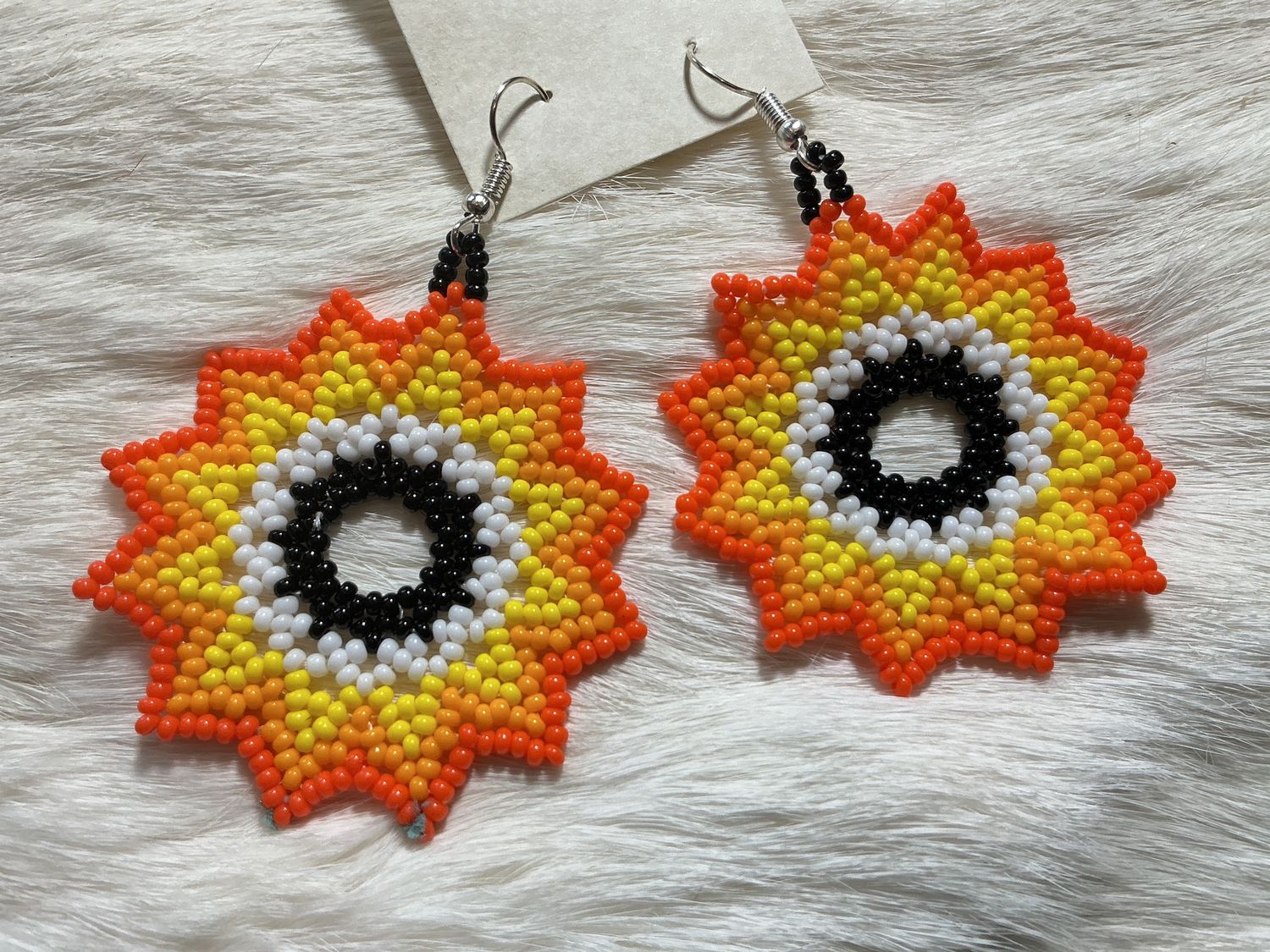 Large Beaded Star Earrings, Colorway: #1