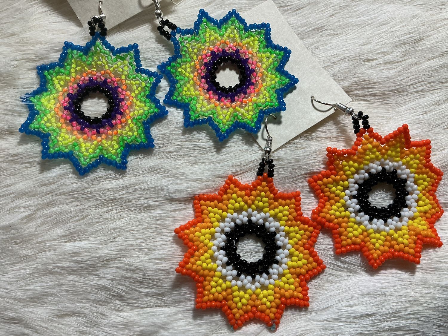 Large Beaded Star Earrings