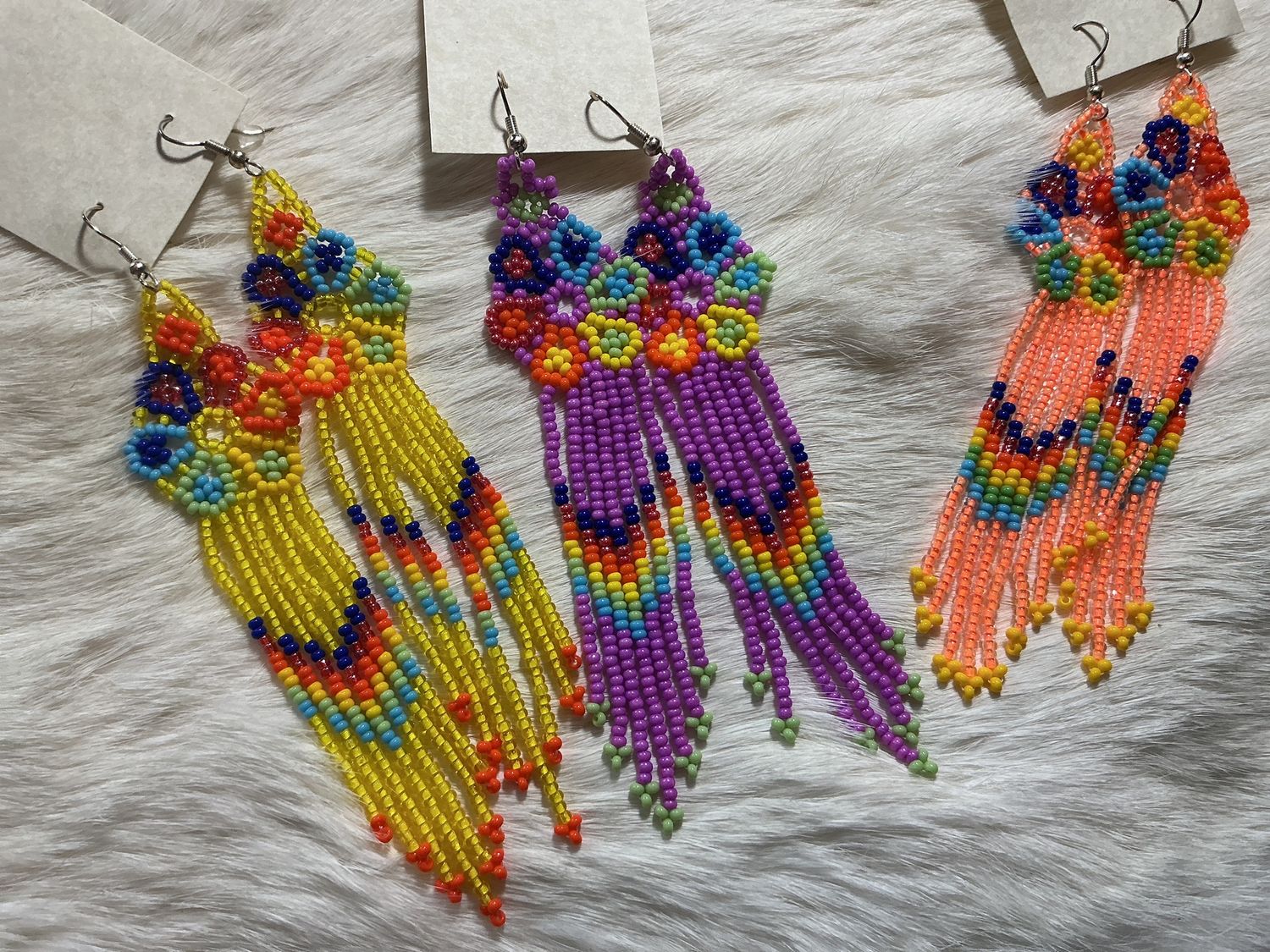 Beaded Floral Dangle Earrings Assorted