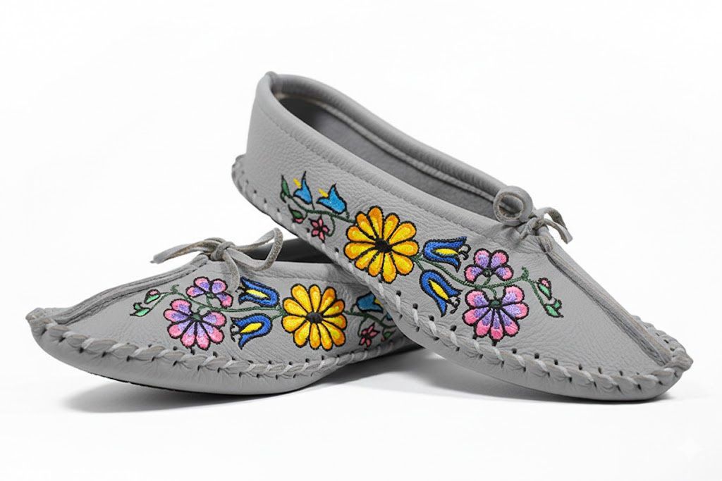 Floral Embroidered Soft Sole Ballet Slipper- Ladies