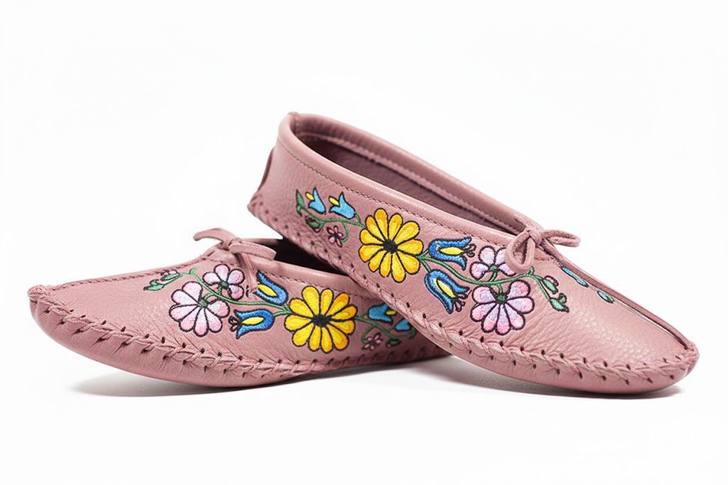 Floral Embroidered Soft Sole Ballet Slipper- Ladies, Color: Pink, Size: 6