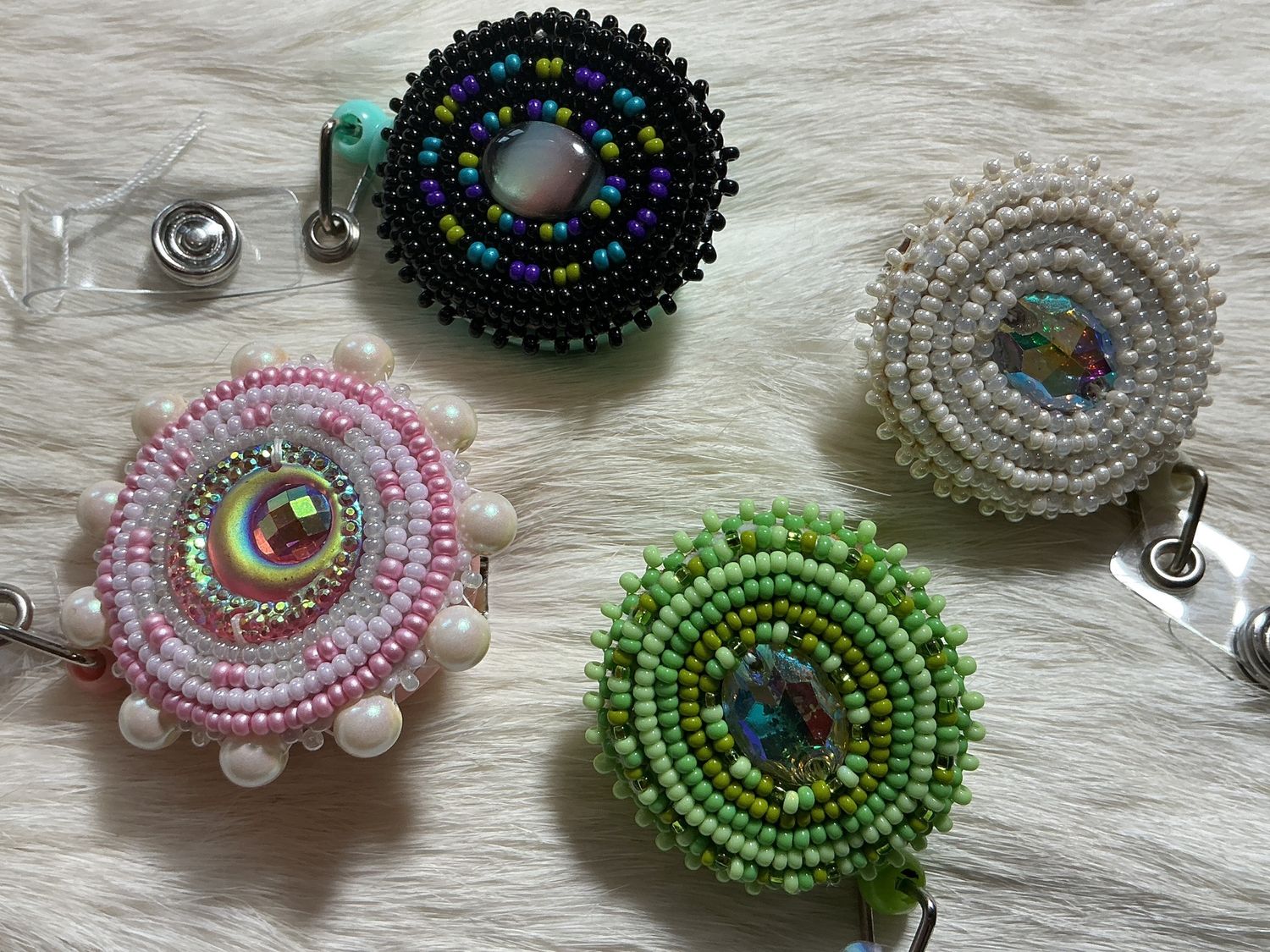 Beaded Badge Reels by Calista Matinet