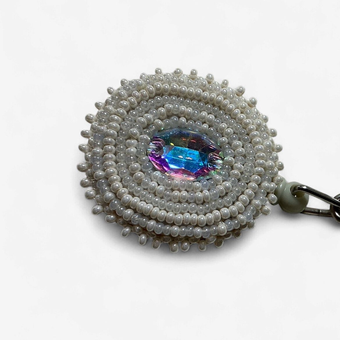 Beaded Badge Reels by Calista Matinet, Colorway: White