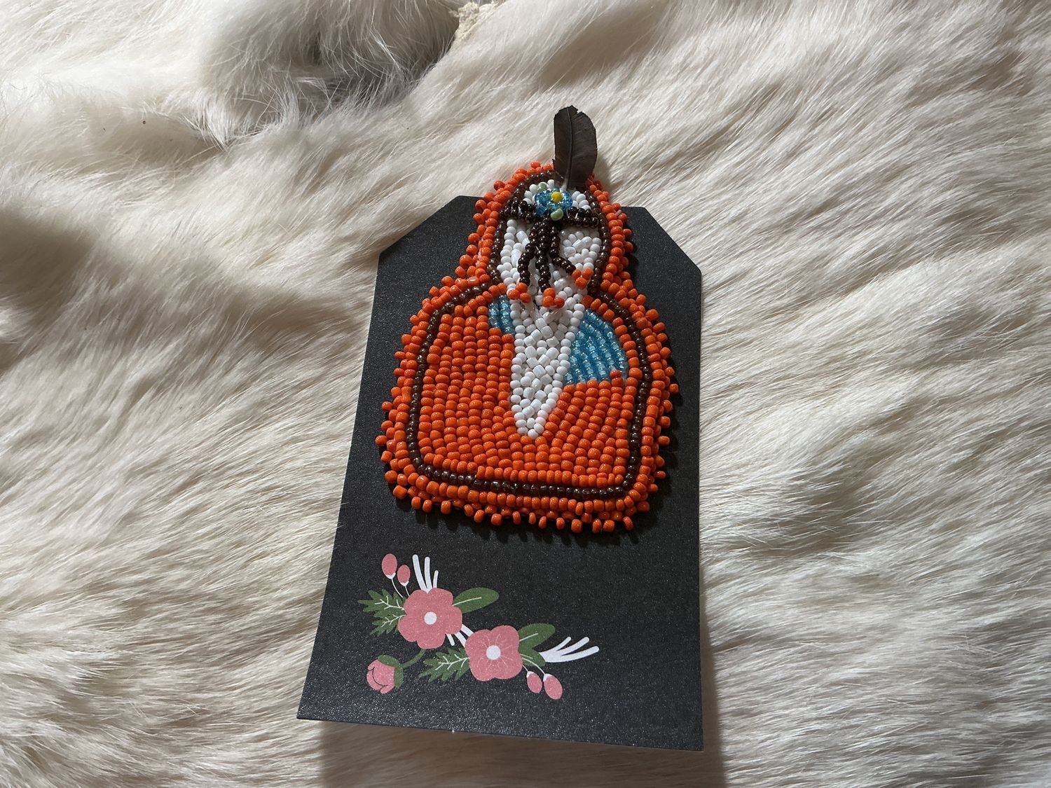 Beaded Back of Women Orange Pin by Marella Schofield