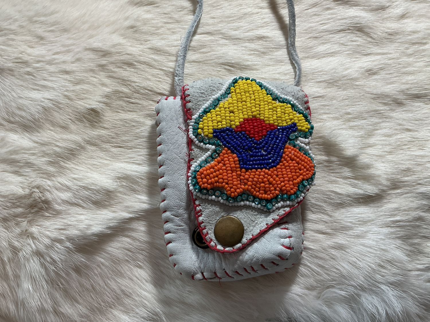 Beaded Medicine Pouch with Strap by Marella Schofield