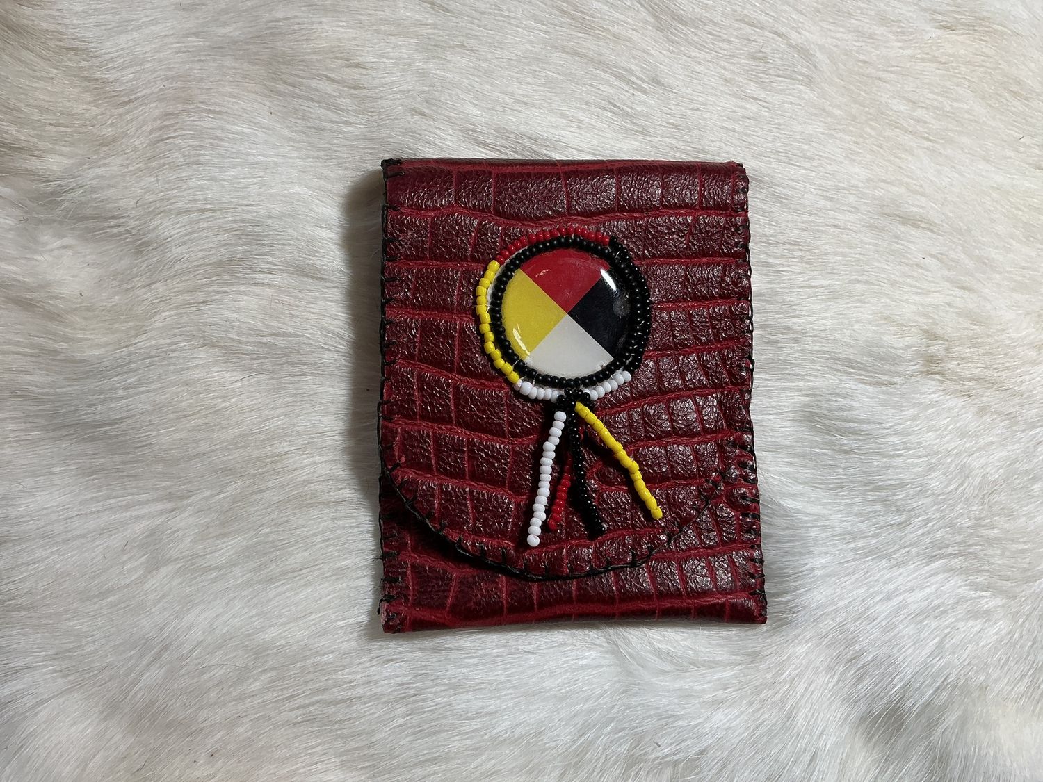 Medicine Pouch Small &amp; Red with Medicine Wheel by Marella Schofield