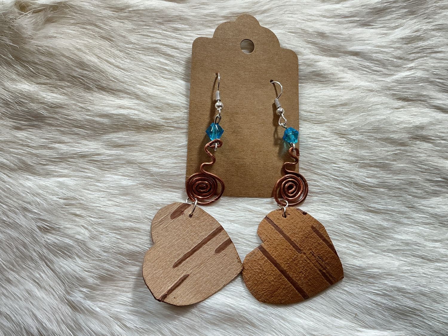 Copper Birch &amp; Blue Bead Earrings by Viola Day, Design: #1
