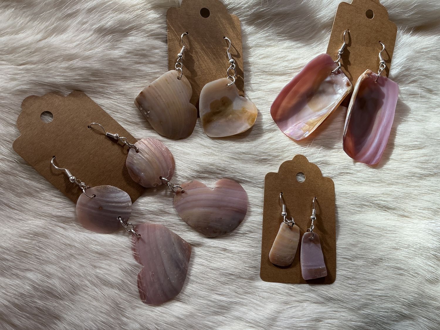 Pink Mother of Pearl Dangle Earrings by Viola Day