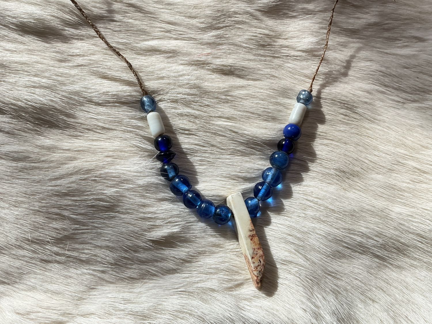 Blue Bead + Stone Necklace by Viola Day