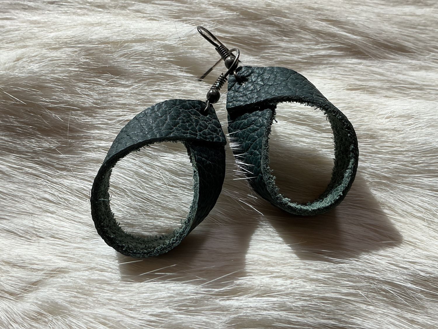 Leather Hoop Earrings by Melinda Commanda
