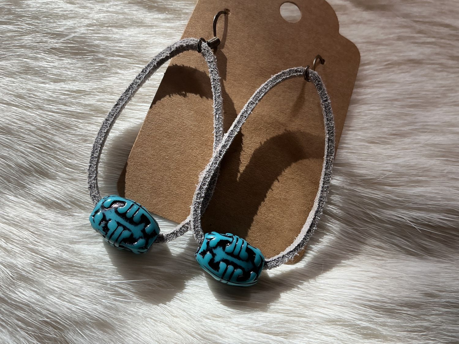 Leather Hoop and Bead Earrings By Melinda Commanda, Design: #1