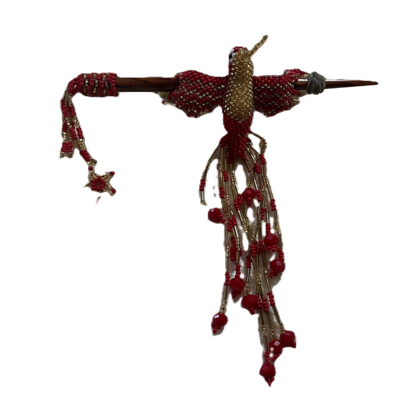 Beaded 3D Hummingbird Hair Clip with Stick