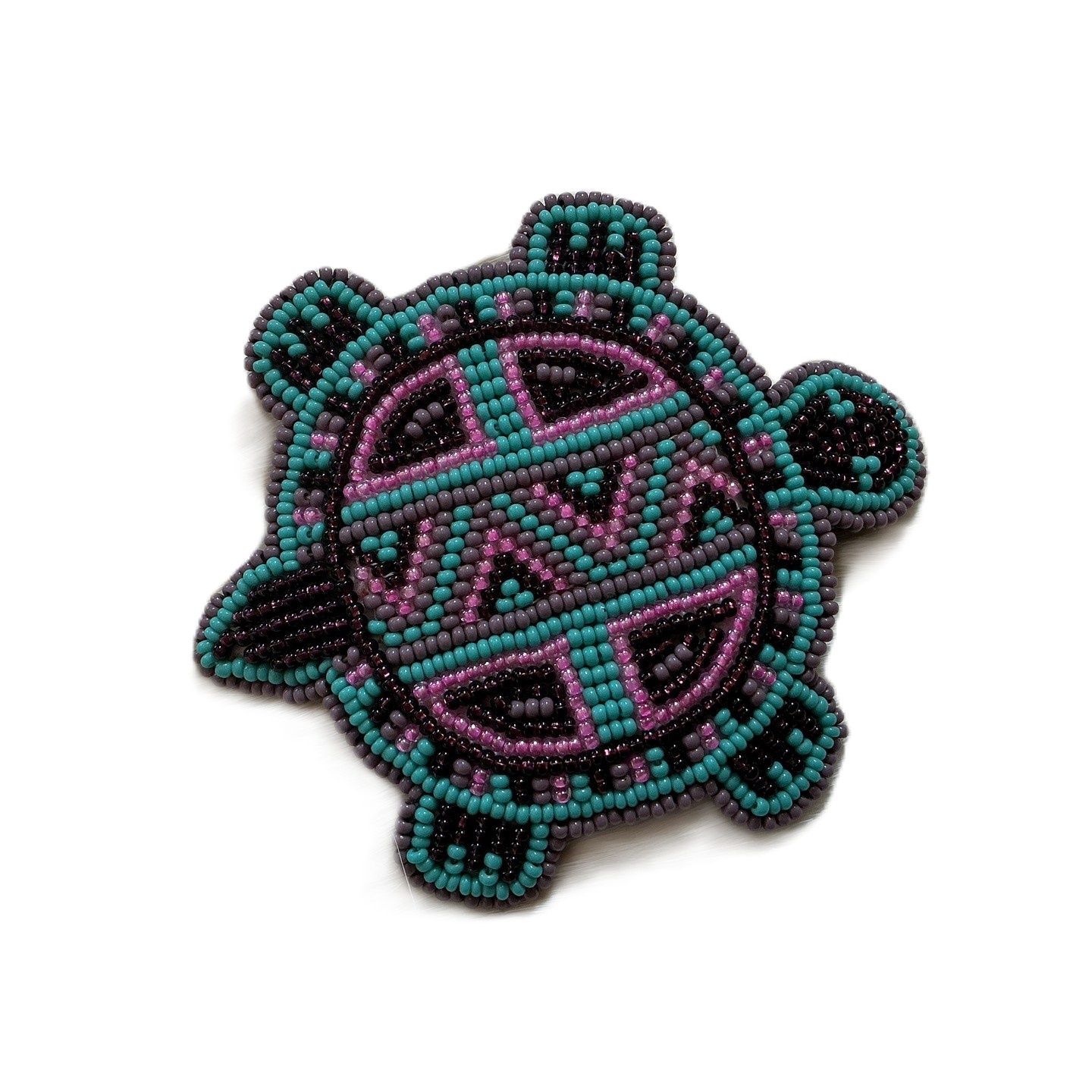 Purple/Teal Beaded Turtle Hair Clip