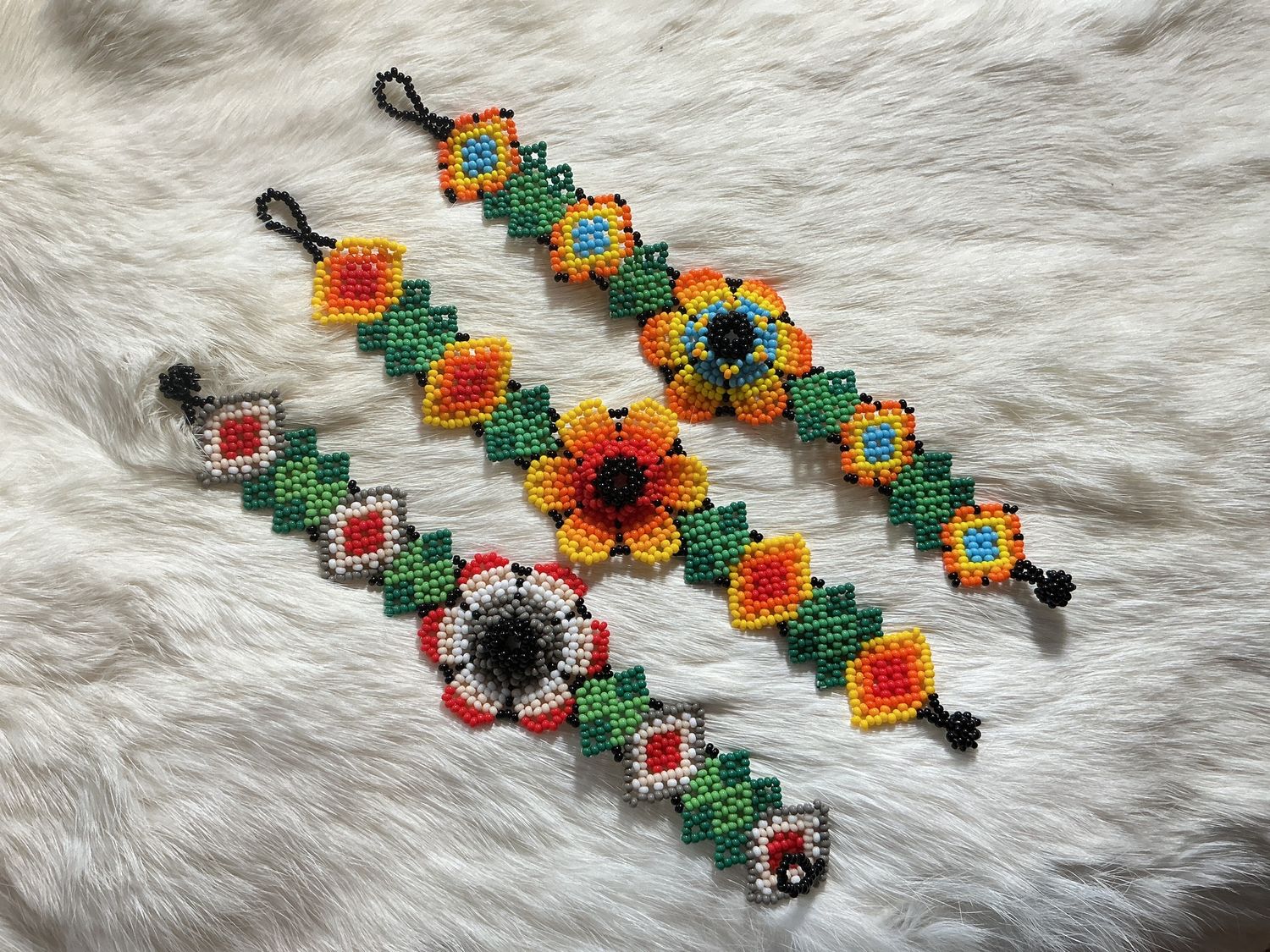 Beaded 3D Flower Bracelet