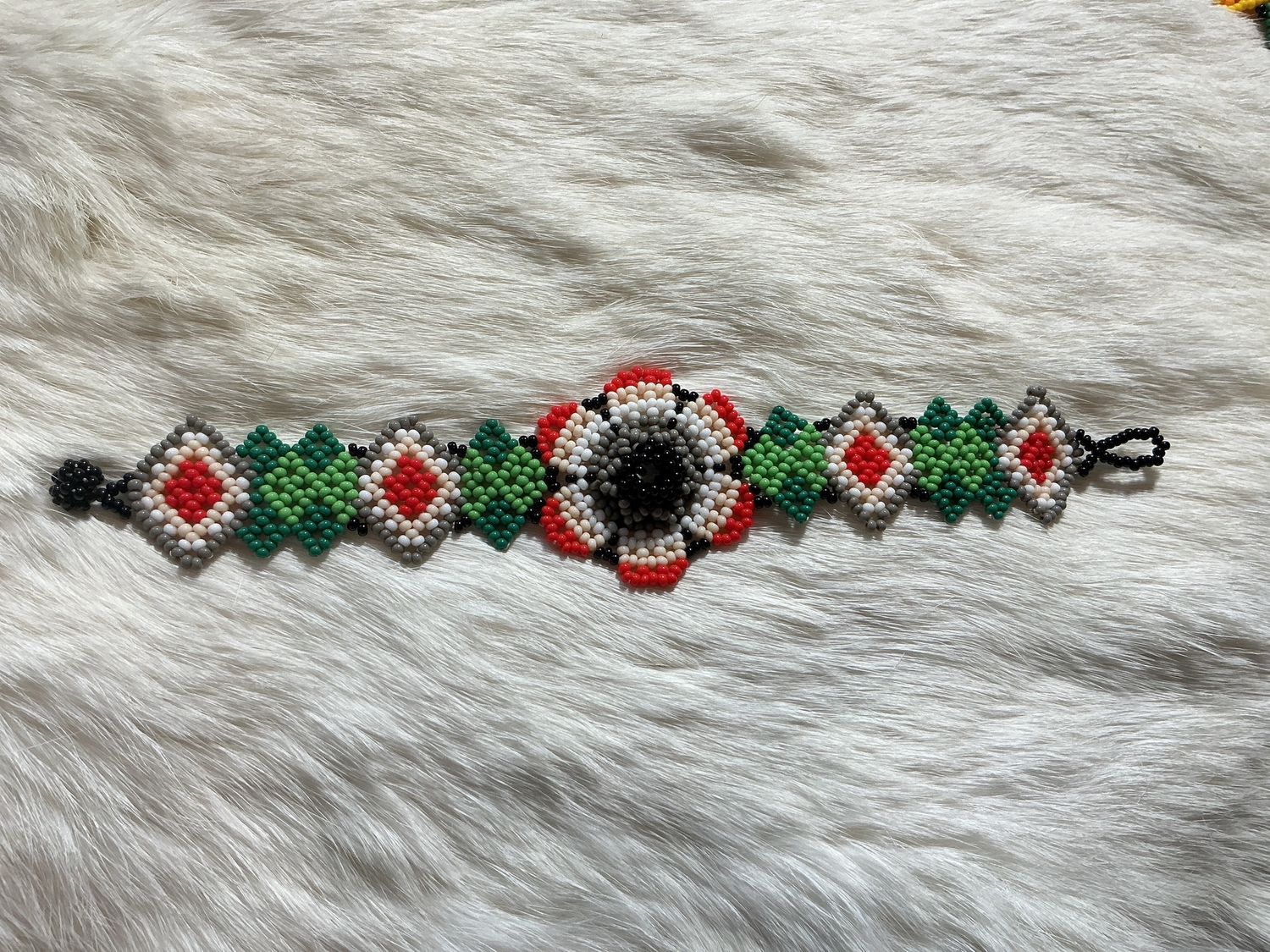 Beaded 3D Flower Bracelet, Colorway: #1