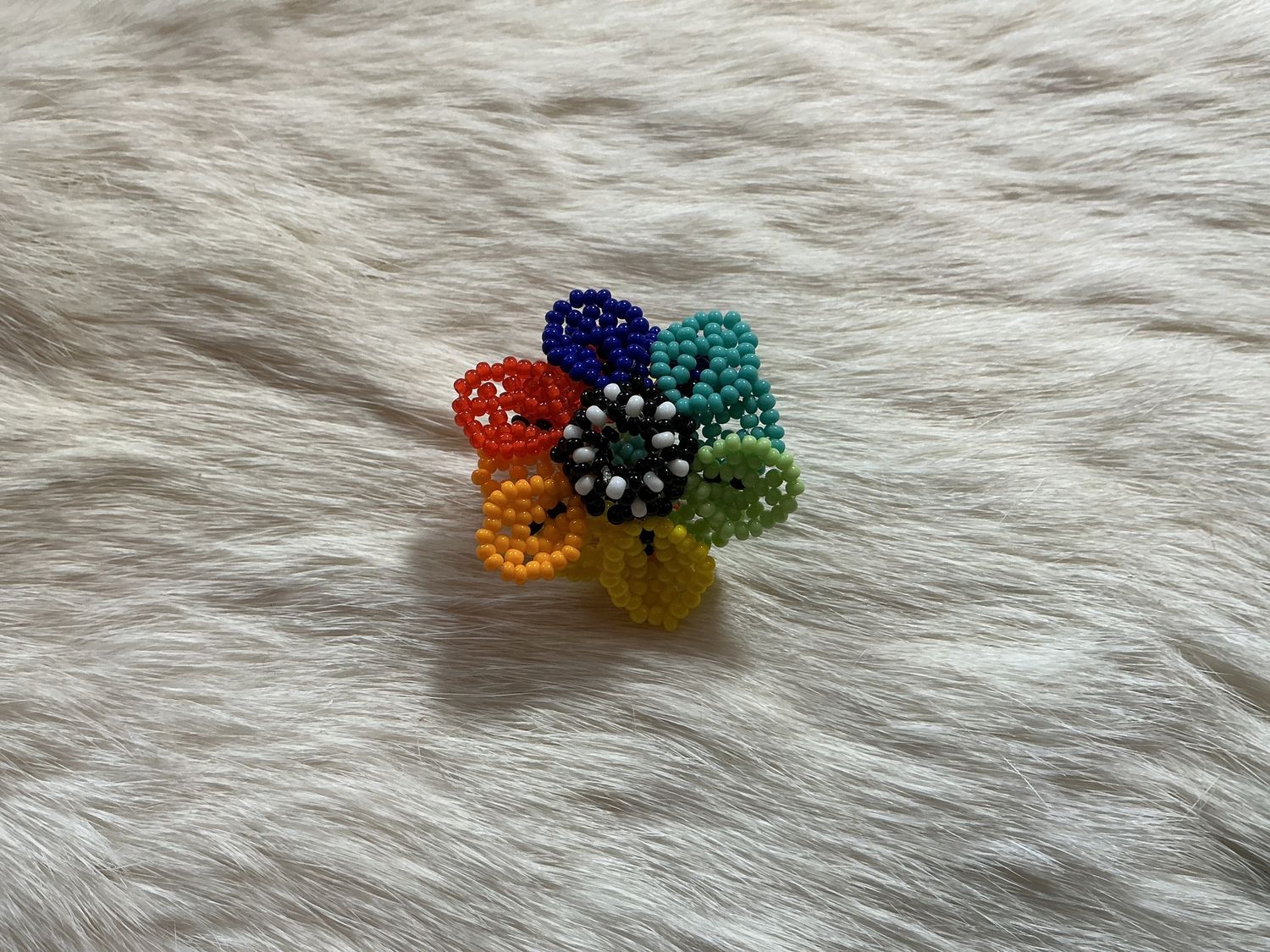 Beaded 3D Flower Rings, Colorway: #1