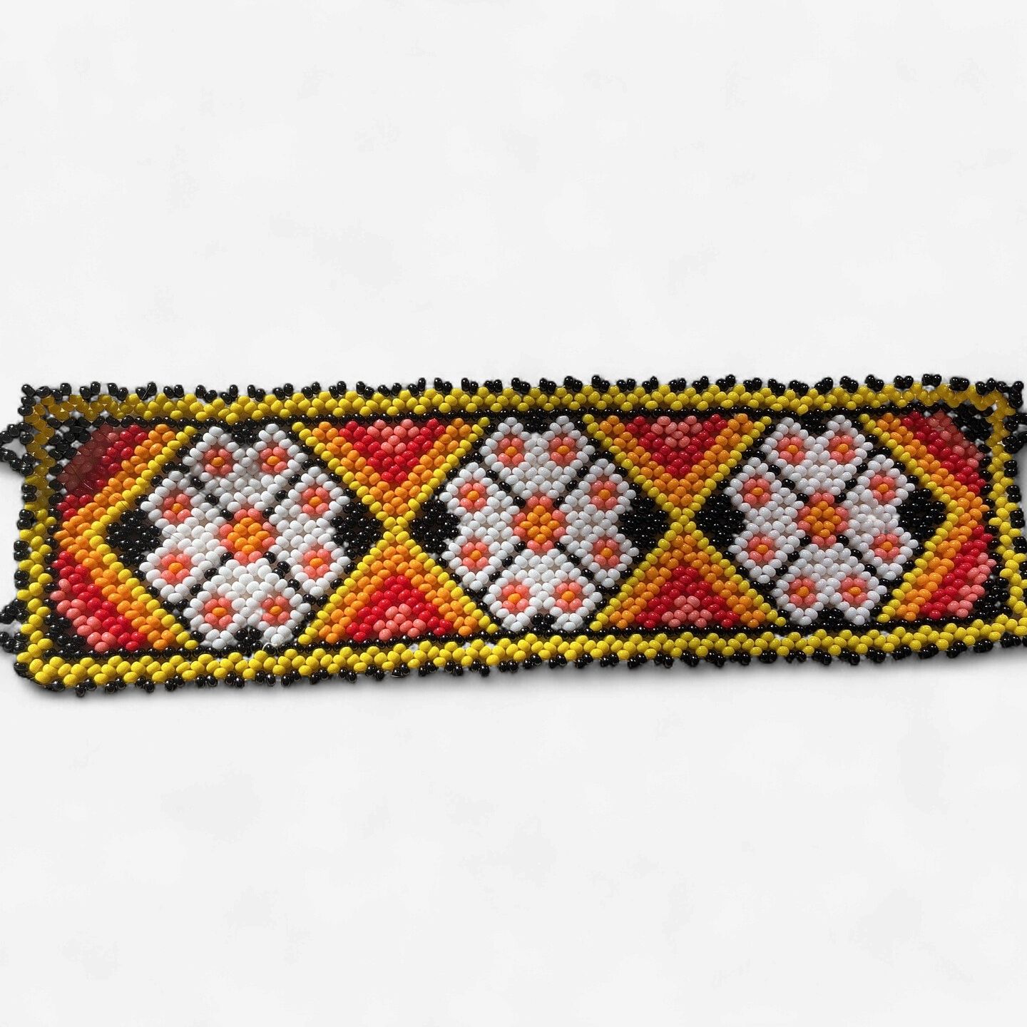 Beaded Wide Flat Bracelet, Colorway: Large Floral #1
