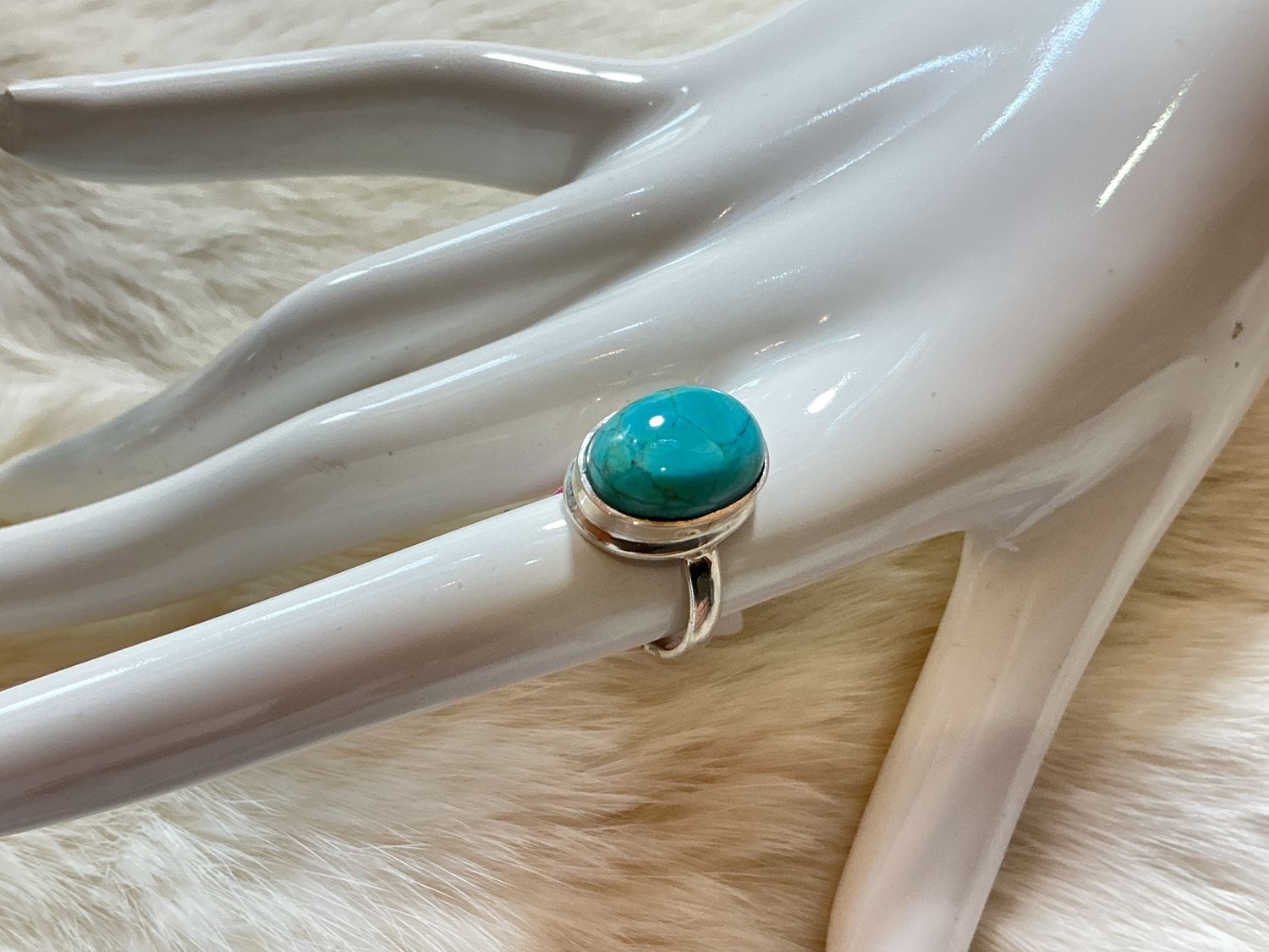 Assorted Sterling Silver Turquoise Stone Rings, Design: Oval