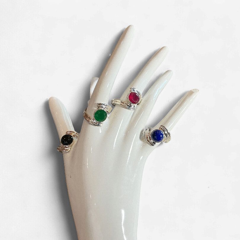 Assorted Stone Sterling Silver Rings