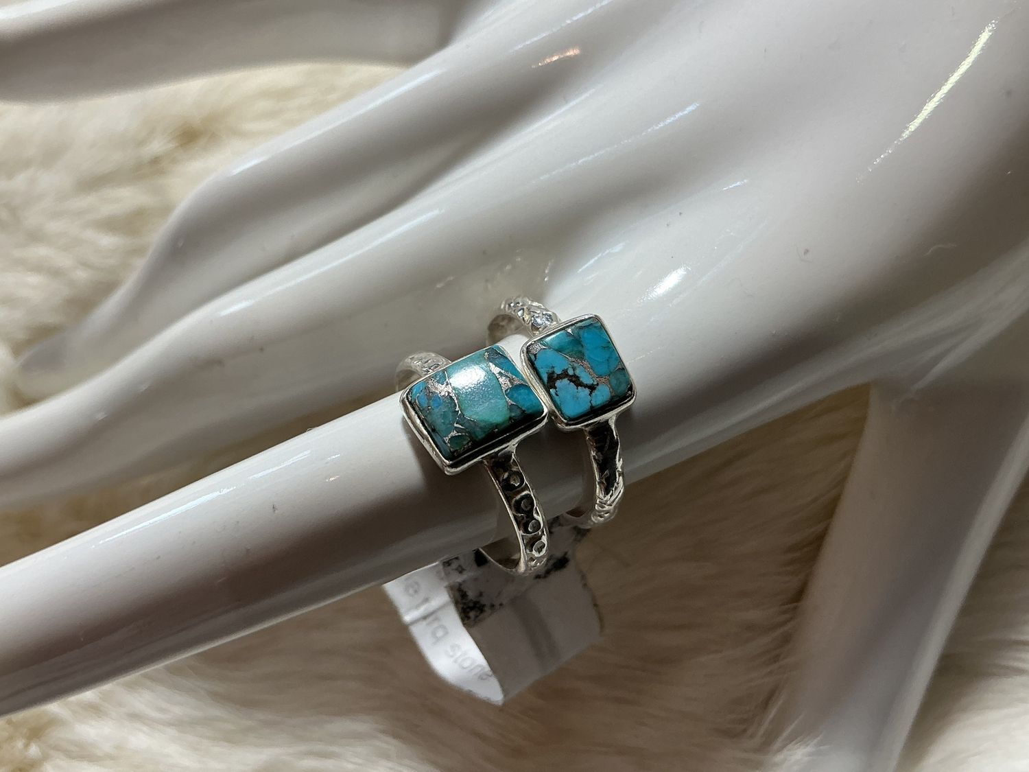 Dainty Sterling Silver Turquoise Rings