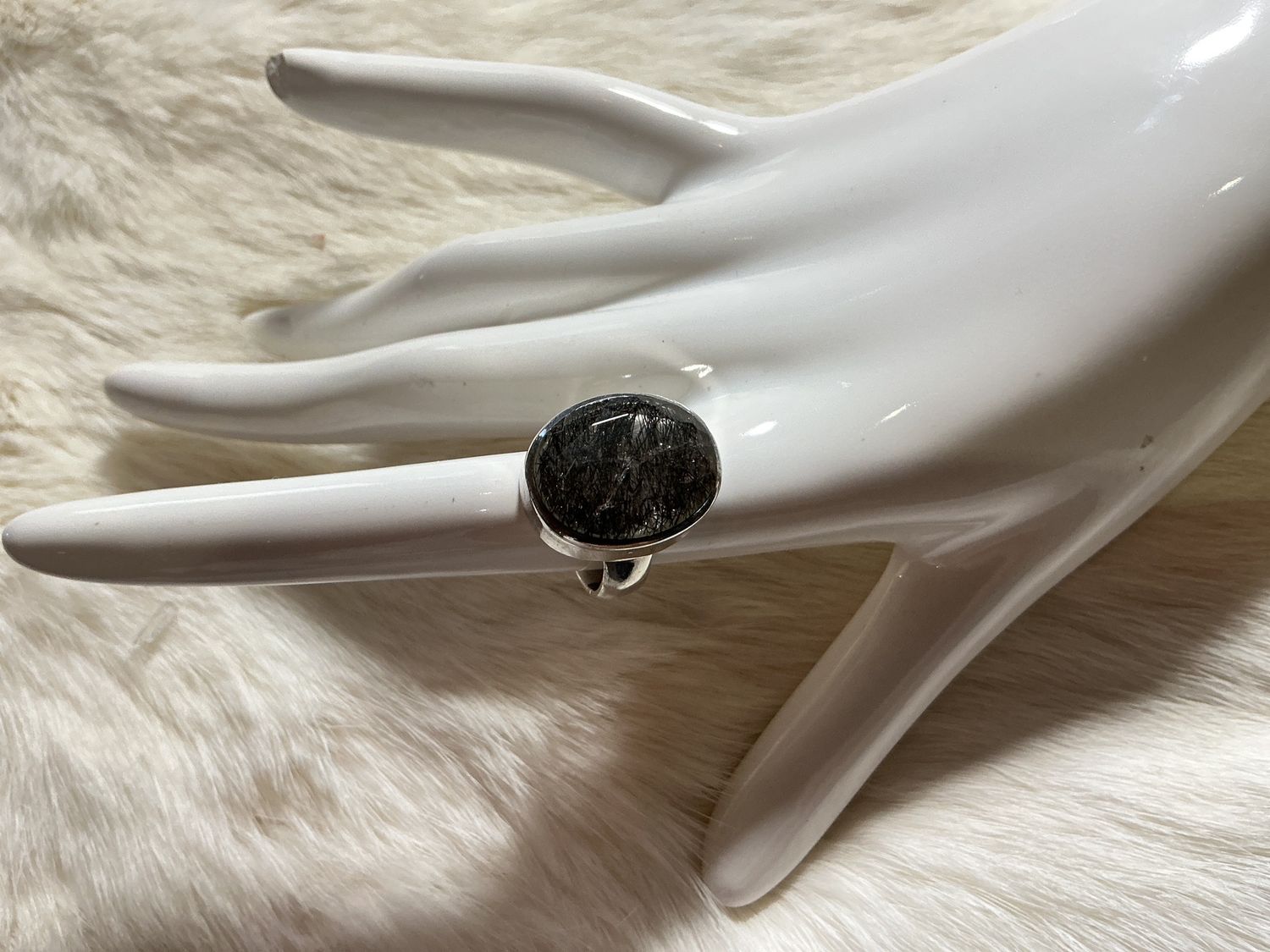 Element Earth Sterling Silver Tourmalated Quartz Ring